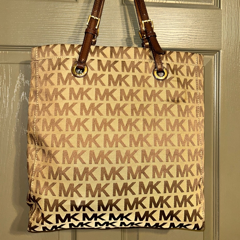 Michael Kors Large Canvas Leather Tote Bag